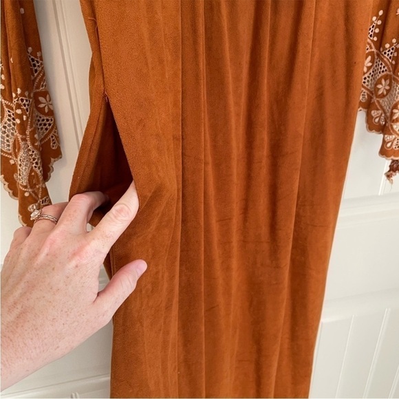 Vintage 1970’s Keyloun eyelit terracotta rust brown boho dress size small - Picture 6 of 14